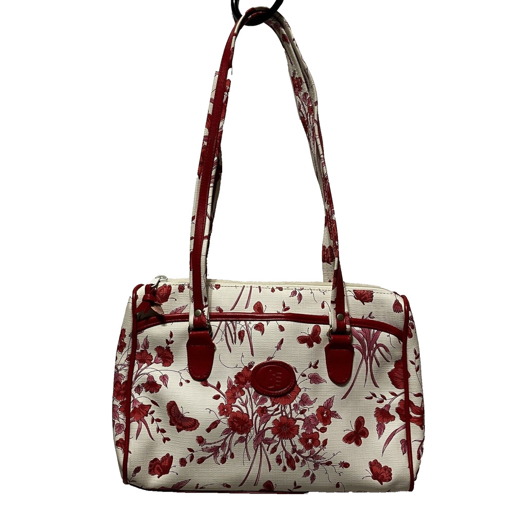 Gitano Purse Shoulder Bag White with Pink Flowers Butterflies Toile NWOT